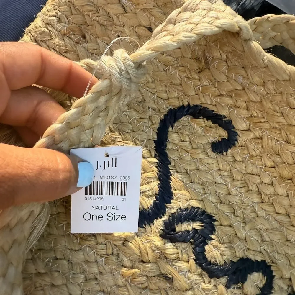 NWT‎ J.Jill  Gorgeous Sand and Sea Jute Tote-Woven Tote Bag